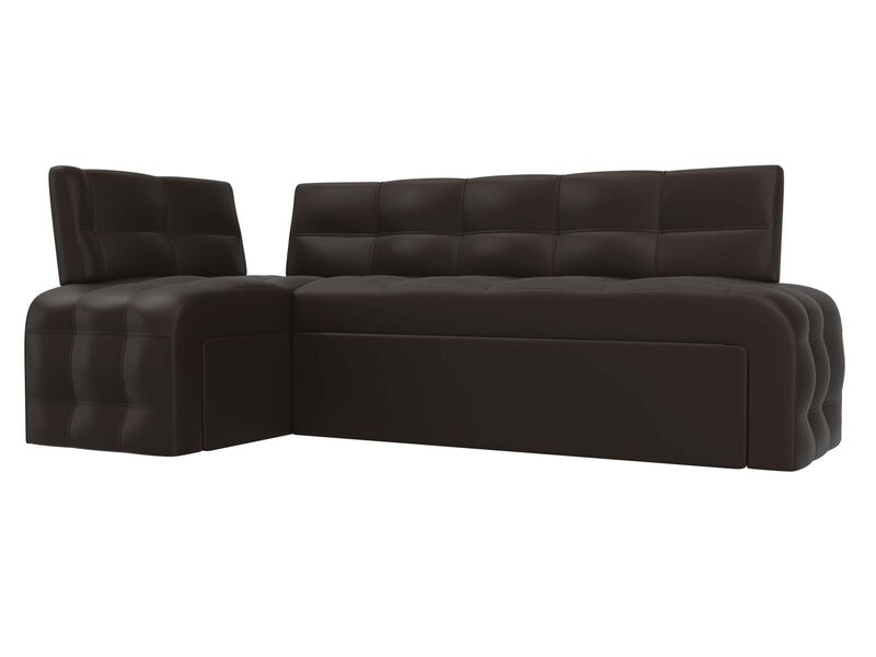 Диван кухонный угловой Люксор левый угол, Экокожа, Коричневый