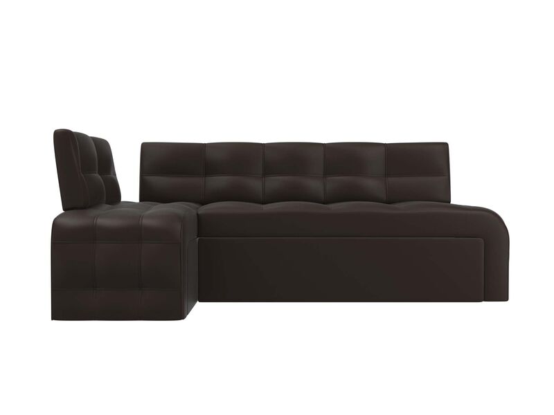 Диван кухонный угловой Люксор левый угол, Экокожа, Коричневый