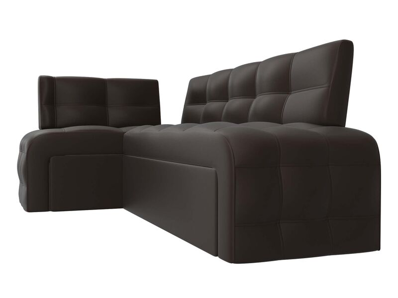 Диван кухонный угловой Люксор левый угол, Экокожа, Коричневый
