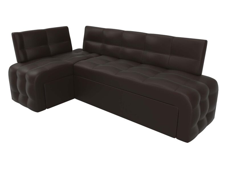 Диван кухонный угловой Люксор левый угол, Экокожа, Коричневый