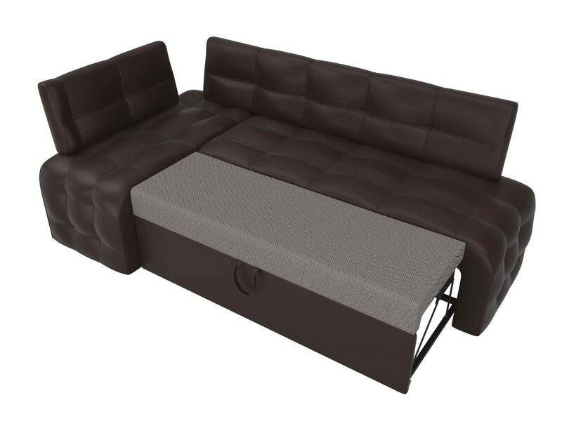 Диван кухонный угловой Люксор левый угол, Экокожа, Коричневый