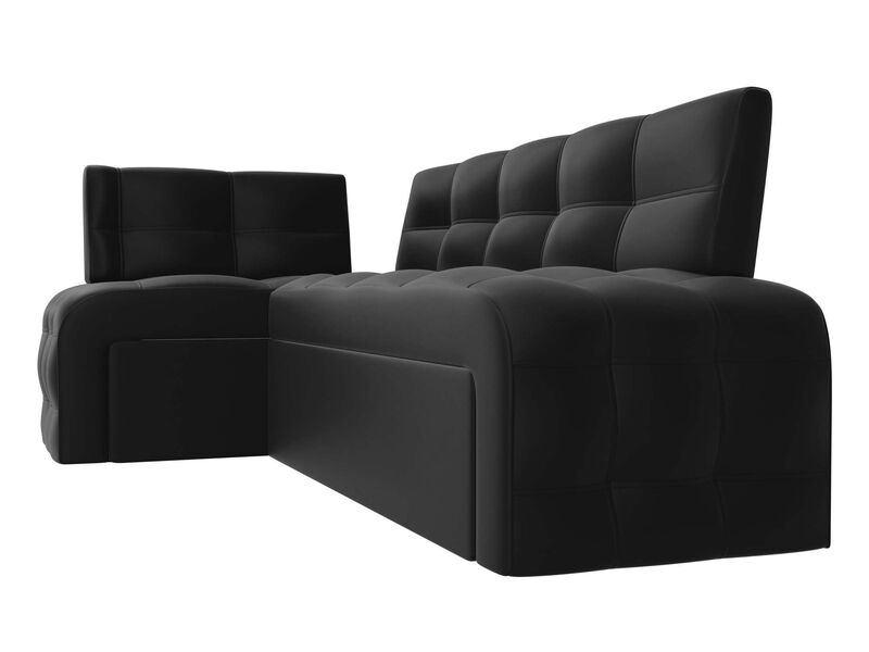 Диван кухонный угловой Люксор левый угол, Экокожа, Черный
