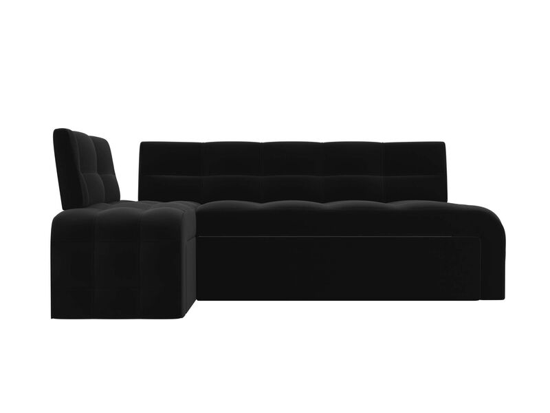 Диван кухонный угловой Люксор левый угол, Микровельвет, Черный