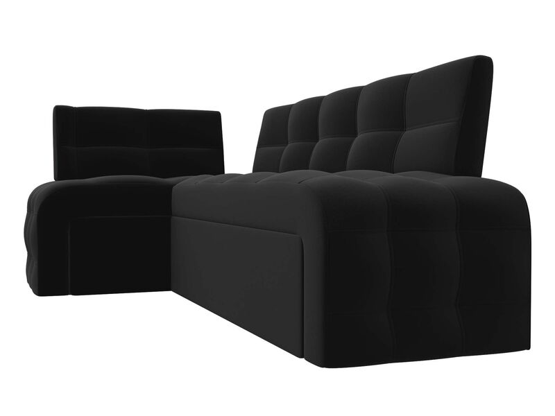 Диван кухонный угловой Люксор левый угол, Микровельвет, Черный