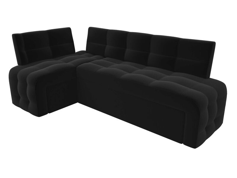 Диван кухонный угловой Люксор левый угол, Микровельвет, Черный