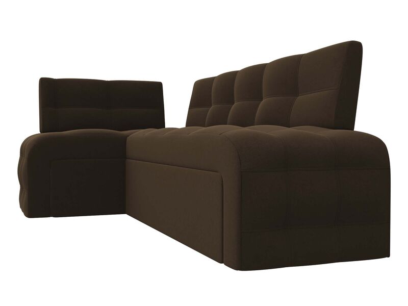 Диван кухонный угловой Люксор левый угол, Микровельвет, Коричневый