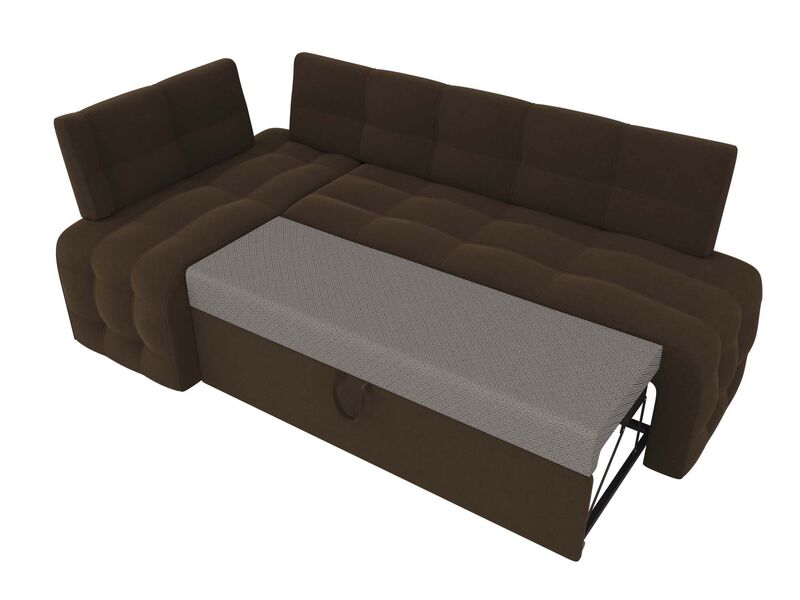 Диван кухонный угловой Люксор левый угол, Микровельвет, Коричневый