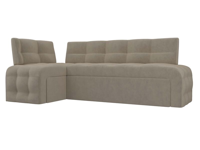 Диван кухонный угловой Люксор левый угол, Микровельвет, Бежевый