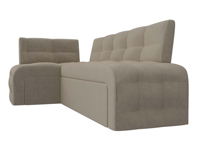 Диван кухонный угловой Люксор левый угол, Микровельвет, Бежевый