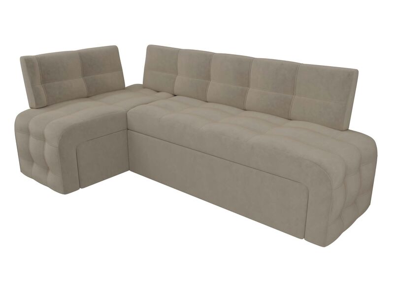 Диван кухонный угловой Люксор левый угол, Микровельвет, Бежевый