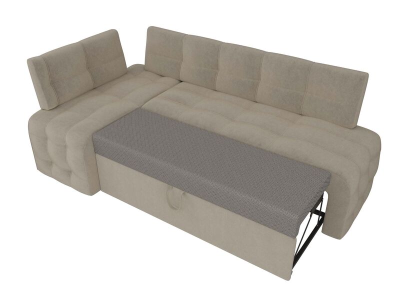 Диван кухонный угловой Люксор левый угол, Микровельвет, Бежевый