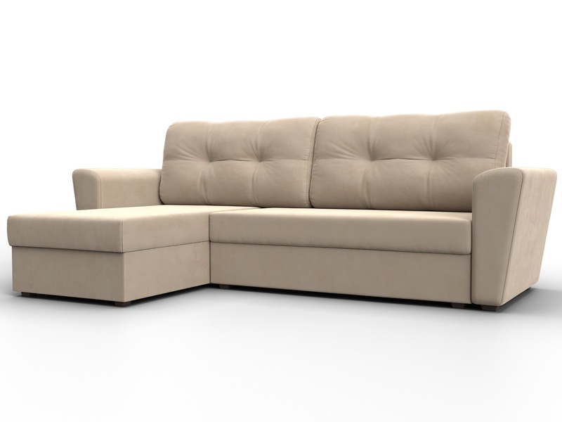 Диван угловой Амстердам Лайт левый угол, Велюр, SEVEN 729 бежевый