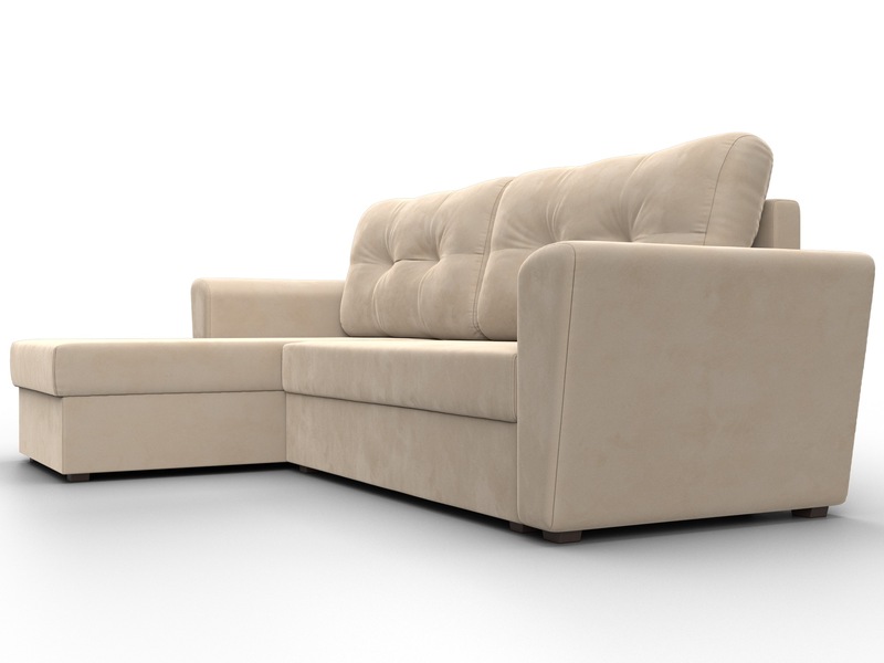 Диван угловой Амстердам Лайт левый угол, Велюр, SEVEN 729 бежевый