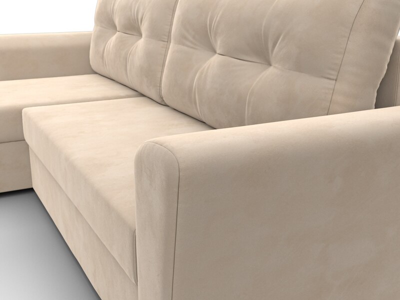 Диван угловой Амстердам Лайт левый угол, Велюр, SEVEN 729 бежевый