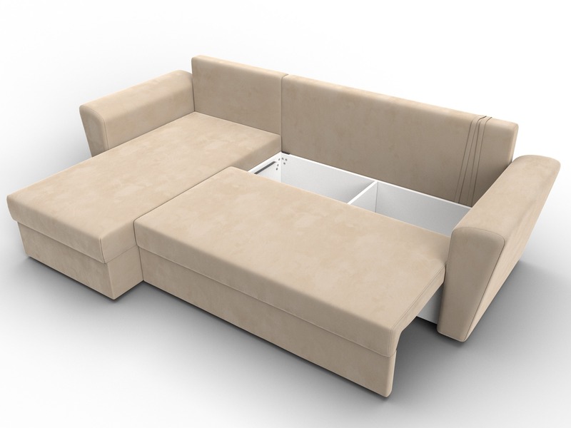 Диван угловой Амстердам Лайт левый угол, Велюр, SEVEN 729 бежевый