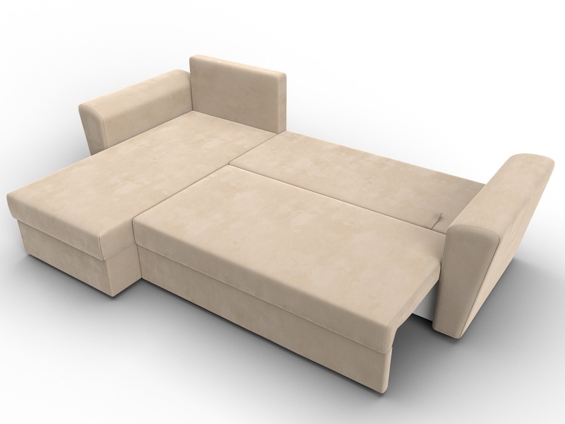 Диван угловой Амстердам Лайт левый угол, Велюр, SEVEN 729 бежевый