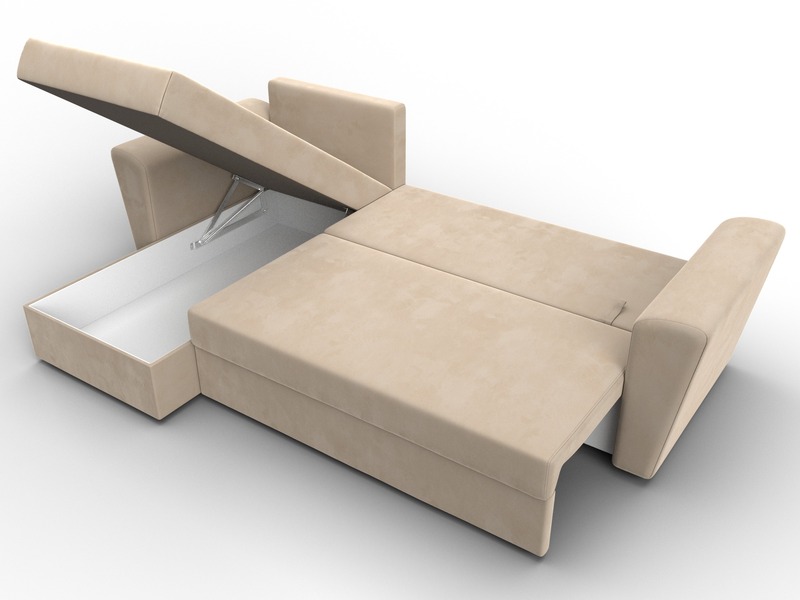 Диван угловой Амстердам Лайт левый угол, Велюр, SEVEN 729 бежевый