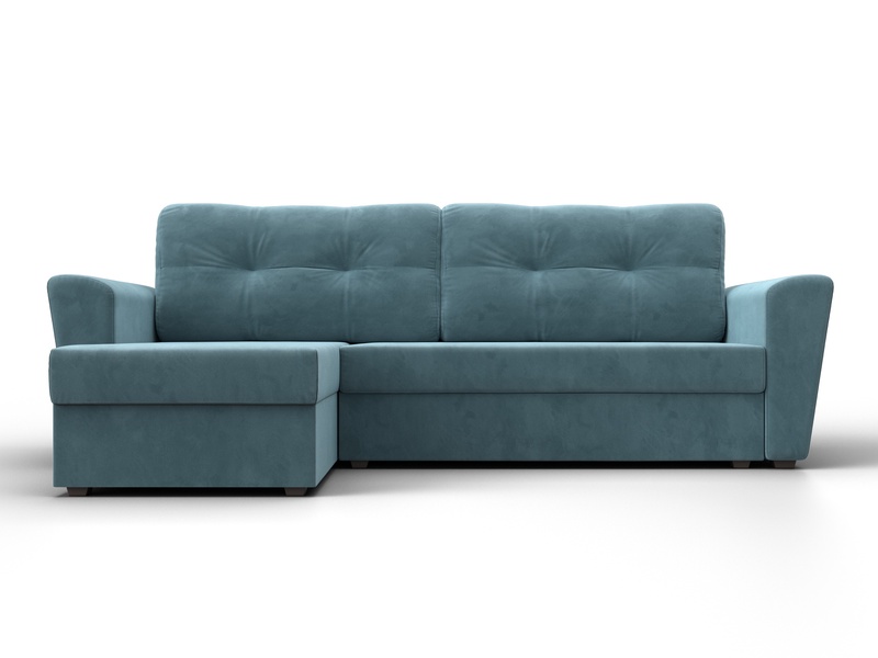 Диван угловой Амстердам Лайт левый угол, Велюр, SEVEN 113 бирюзовый