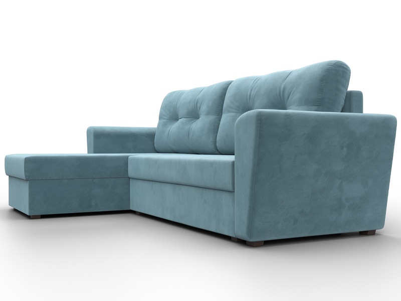 Диван угловой Амстердам Лайт левый угол, Велюр, SEVEN 113 бирюзовый