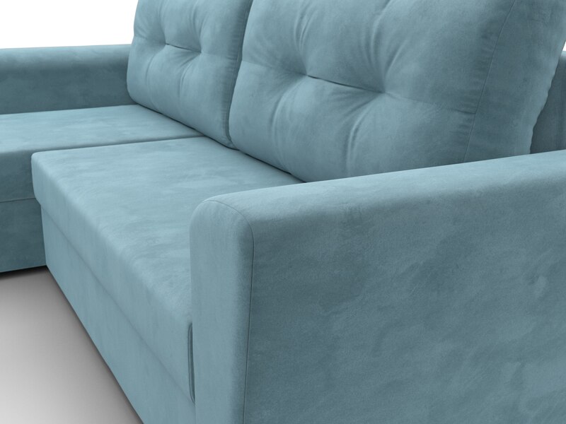 Диван угловой Амстердам Лайт левый угол, Велюр, SEVEN 113 бирюзовый