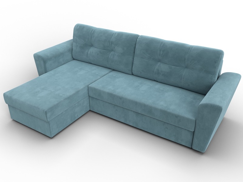 Диван угловой Амстердам Лайт левый угол, Велюр, SEVEN 113 бирюзовый