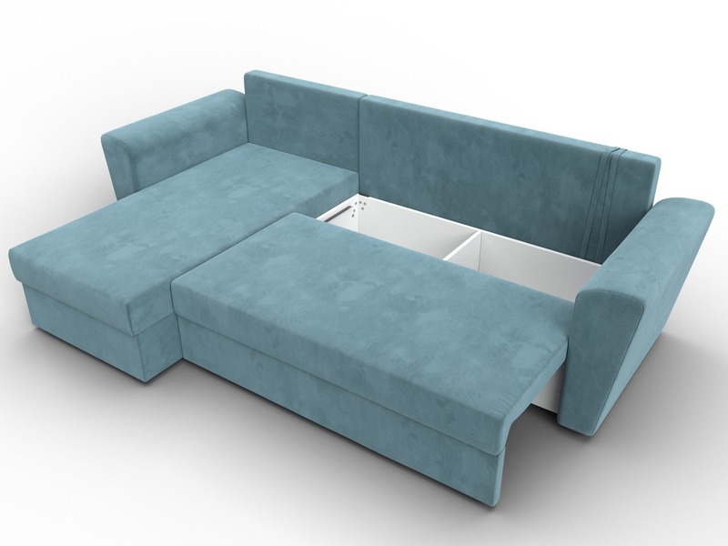Диван угловой Амстердам Лайт левый угол, Велюр, SEVEN 113 бирюзовый