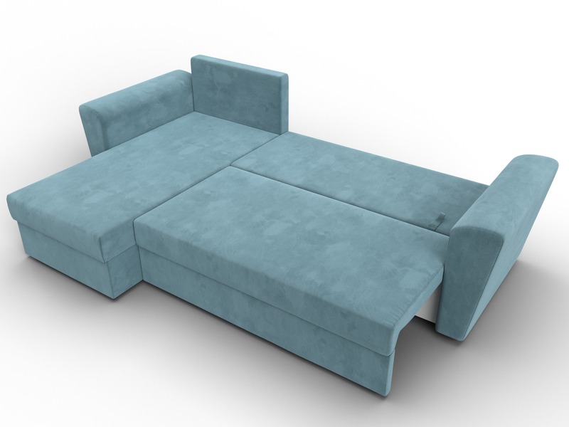 Диван угловой Амстердам Лайт левый угол, Велюр, SEVEN 113 бирюзовый