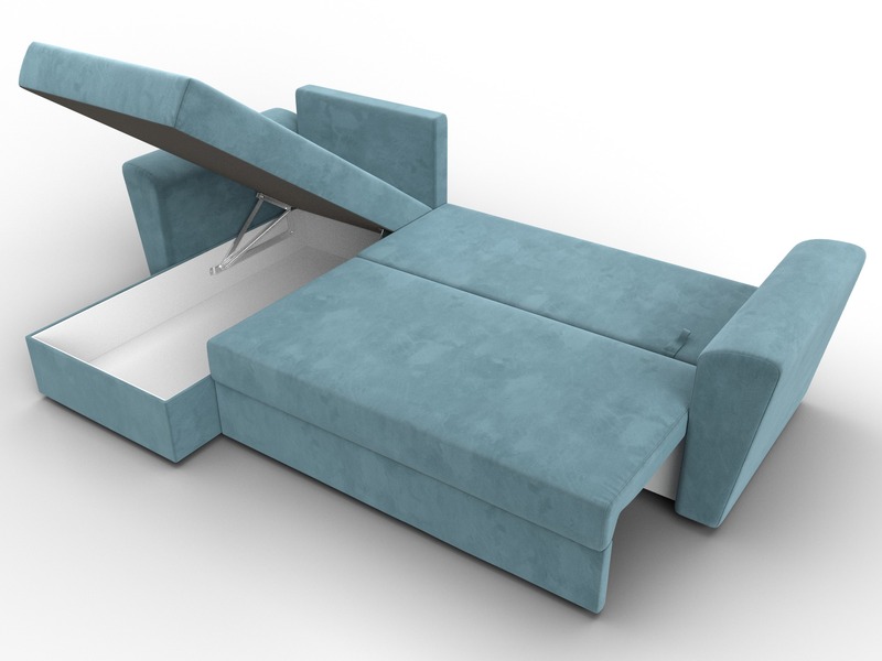 Диван угловой Амстердам Лайт левый угол, Велюр, SEVEN 113 бирюзовый