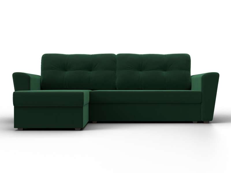 Диван угловой Амстердам Лайт левый угол, Велюр, SEVEN 626 зеленый