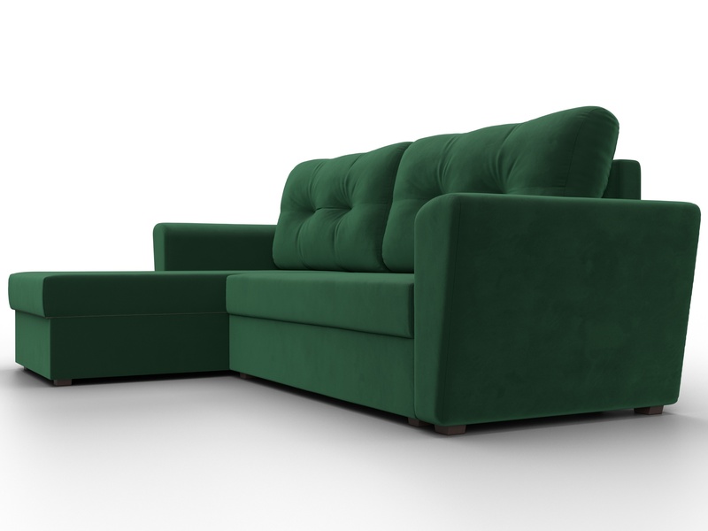 Диван угловой Амстердам Лайт левый угол, Велюр, SEVEN 626 зеленый