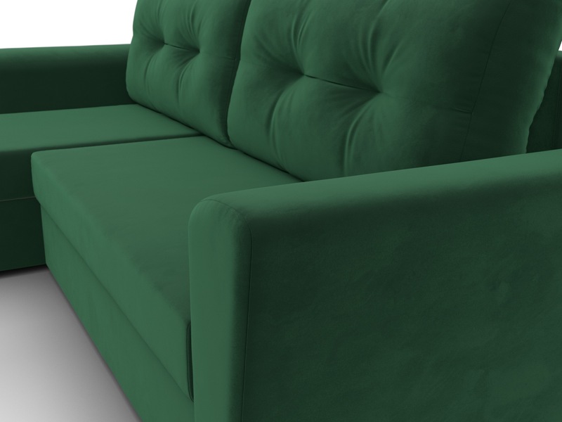 Диван угловой Амстердам Лайт левый угол, Велюр, SEVEN 626 зеленый