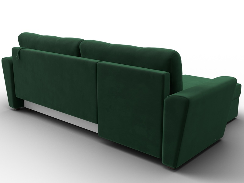 Диван угловой Амстердам Лайт левый угол, Велюр, SEVEN 626 зеленый