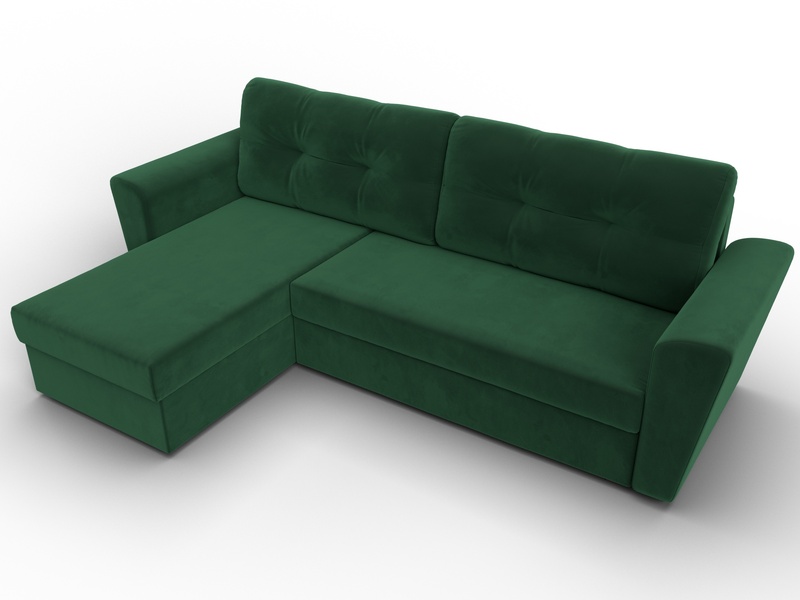 Диван угловой Амстердам Лайт левый угол, Велюр, SEVEN 626 зеленый