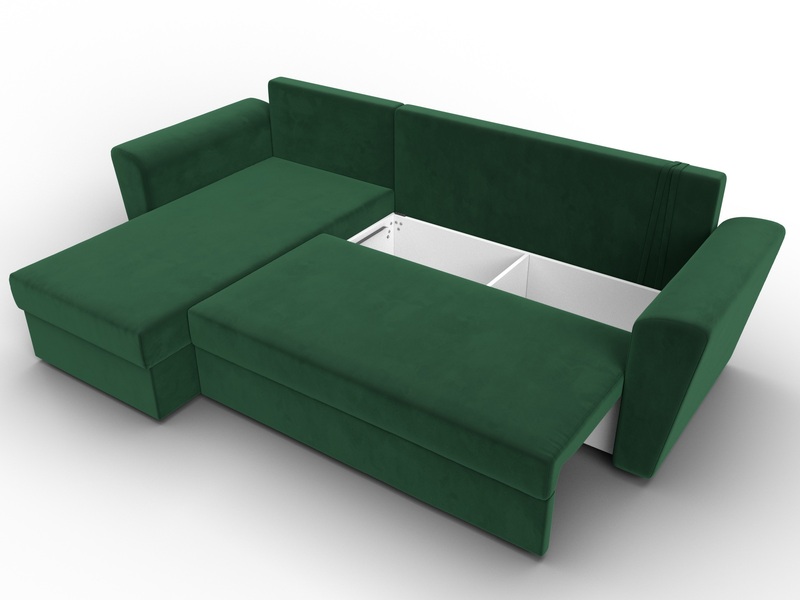 Диван угловой Амстердам Лайт левый угол, Велюр, SEVEN 626 зеленый