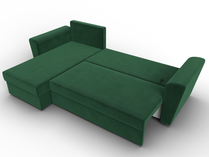 Диван угловой Амстердам Лайт левый угол, Велюр, SEVEN 626 зеленый