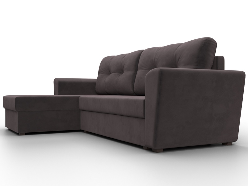 Диван угловой Амстердам Лайт левый угол, Велюр, SEVEN 727 коричневый