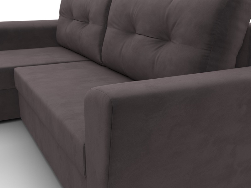 Диван угловой Амстердам Лайт левый угол, Велюр, SEVEN 727 коричневый