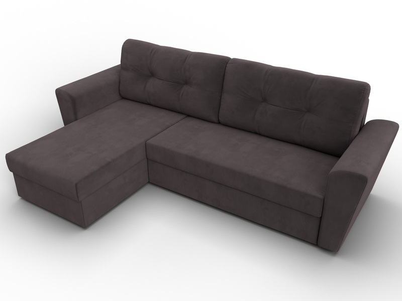 Диван угловой Амстердам Лайт левый угол, Велюр, SEVEN 727 коричневый