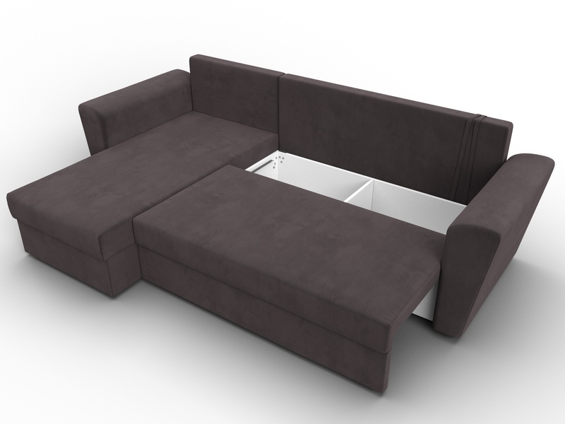 Диван угловой Амстердам Лайт левый угол, Велюр, SEVEN 727 коричневый