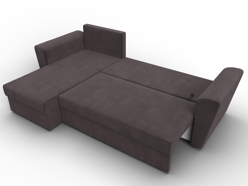 Диван угловой Амстердам Лайт левый угол, Велюр, SEVEN 727 коричневый