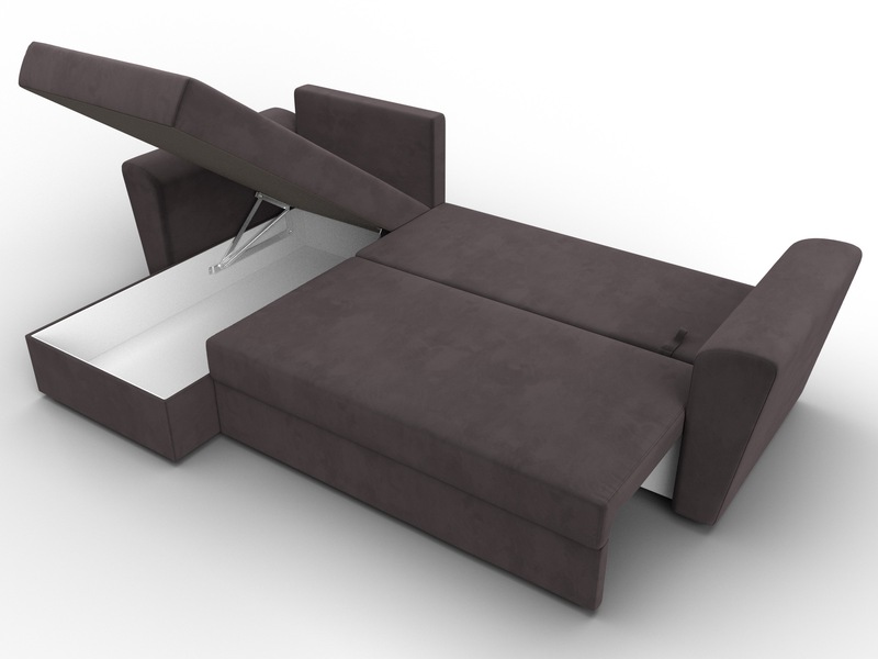 Диван угловой Амстердам Лайт левый угол, Велюр, SEVEN 727 коричневый