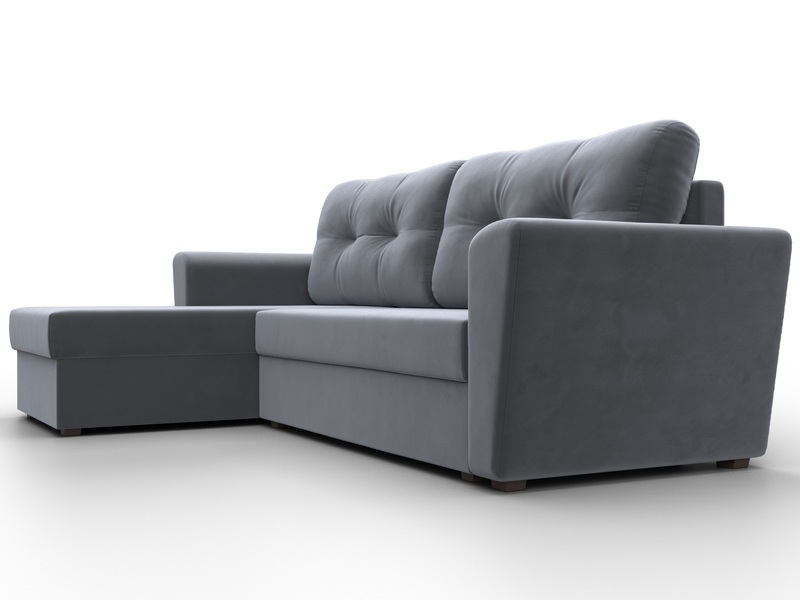 Диван угловой Амстердам Лайт левый угол, Велюр, SEVEN 17 серый