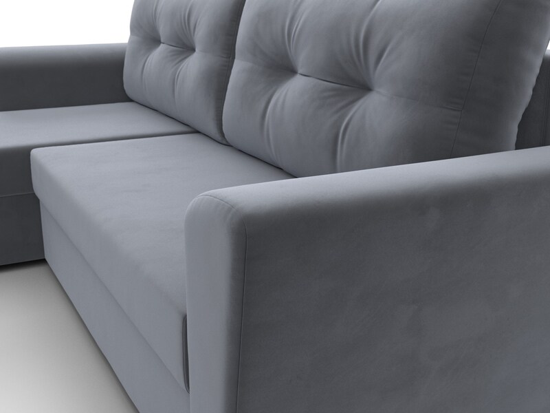 Диван угловой Амстердам Лайт левый угол, Велюр, SEVEN 17 серый