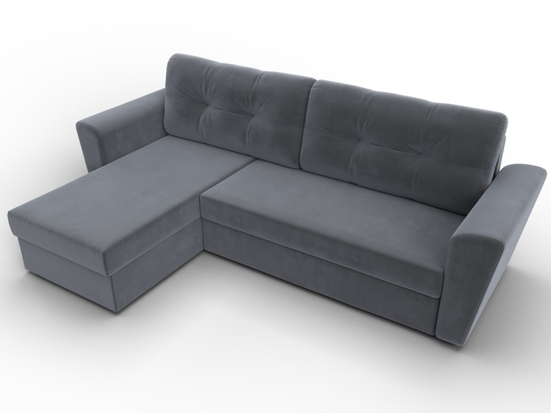 Диван угловой Амстердам Лайт левый угол, Велюр, SEVEN 17 серый
