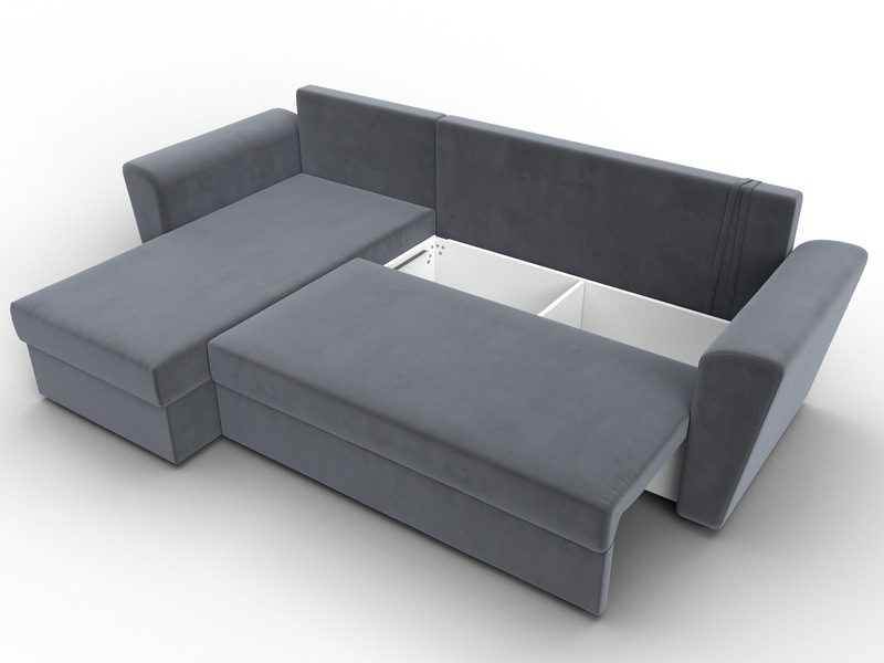 Диван угловой Амстердам Лайт левый угол, Велюр, SEVEN 17 серый