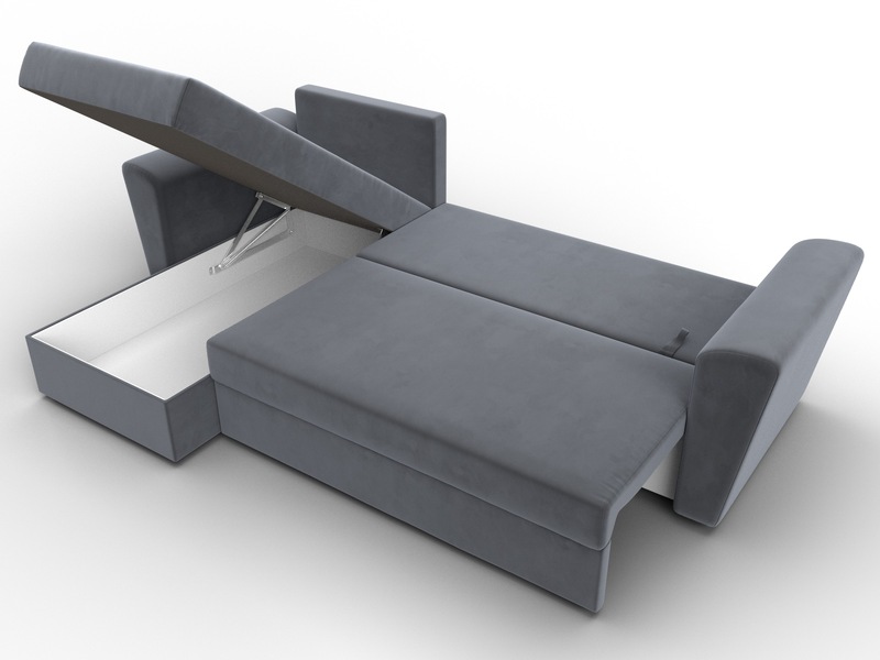 Диван угловой Амстердам Лайт левый угол, Велюр, SEVEN 17 серый