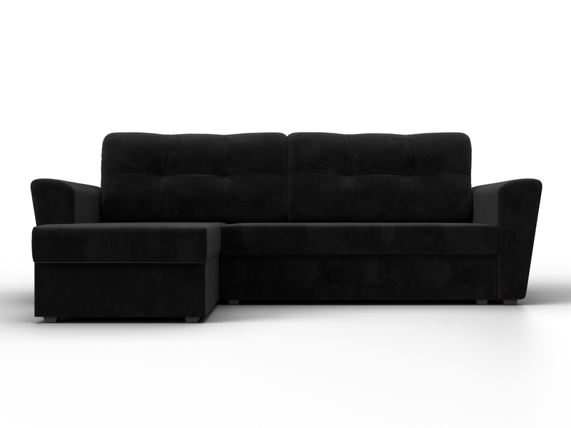 Диван угловой Амстердам Лайт левый угол, Велюр, SEVEN 35 черный