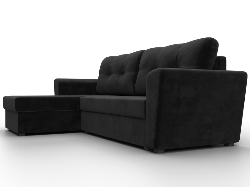 Диван угловой Амстердам Лайт левый угол, Велюр, SEVEN 35 черный