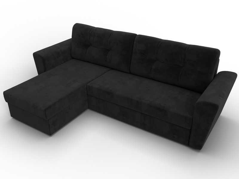 Диван угловой Амстердам Лайт левый угол, Велюр, SEVEN 35 черный