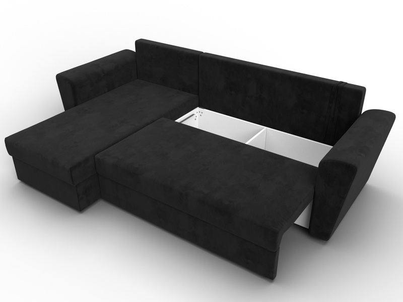 Диван угловой Амстердам Лайт левый угол, Велюр, SEVEN 35 черный